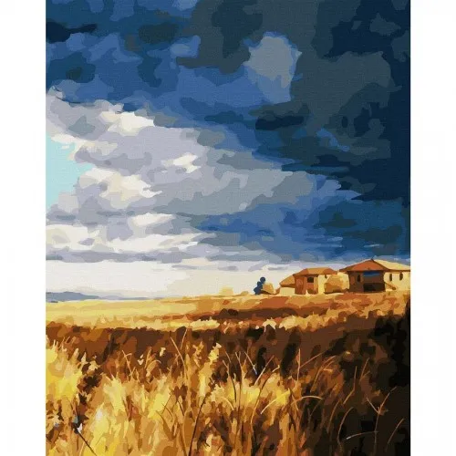 Житни класове край селото  - Рисуване по номера - 50/40СМ.
